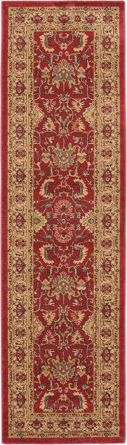 SAFAVIEH Mahal Collection Runner Rug - 2'2" x 12', Red & Beige, Traditional Oriental Design, Non-Shedding & Easy Care, Ideal for High Traffic Areas in Living Room, Bedroom (MAH693Q)