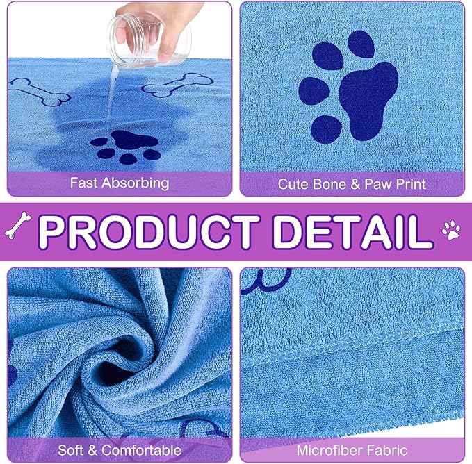 8 Pcs Dog Towels for Drying Dogs Cats Pet Towels Bulk Puppy Microfiber Quick Drying Paw Bath Bathing Supplies Absorbent for Medium Pets(Classic Color,18 x 28 Inch)