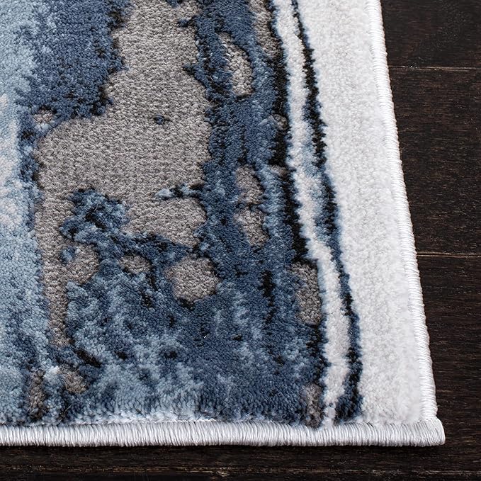 SAFAVIEH Craft Collection Area Rug - 6'7" x 9', Blue & Grey, Modern Abstract Design, Non-Shedding & Easy Care, Ideal for High Traffic Areas in Living Room, Bedroom (CFT819M)