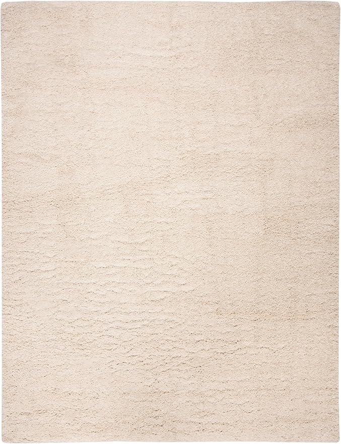 SAFAVIEH Fontana Shag Collection X-Large Area Rug - 11' x 15', Creme, Solid Design, Non-Shedding & Easy Care, 2-inch Thick Ideal for High Traffic Areas in Living Room, Bedroom (FNT800B)