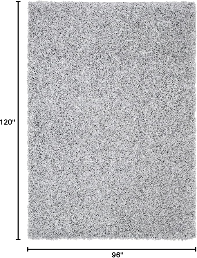 SAFAVIEH Area Rug 8x10 - August Shag Collection - Large - Silver, Solid Pattern, Non-Shedding & Easy Cleaning, Plush Thick Pile, Ideal for Living Room, Bedroom, Dining Space (AUG200G)