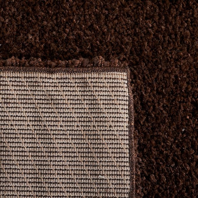 SAFAVIEH Santa Monica Shag Collection Area Rug - 3' Round, Brown, Solid Design, Non-Shedding & Easy Care, 2-inch Thick, Ideal for The Living Room, Dining, Bedroom (SGN725)