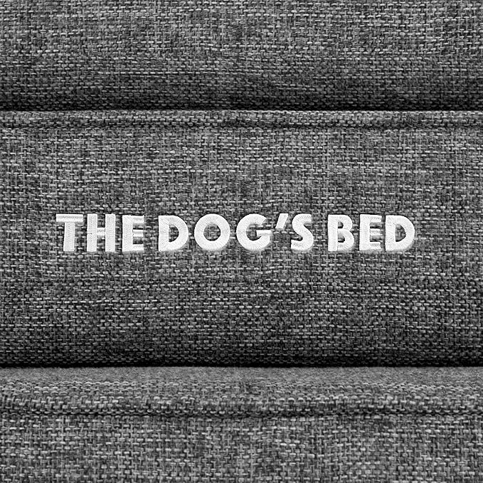 The Dog’s Bed, XL Grey Poly-Linen, Memory Foam, Pain Relief: Arthritis, Hip & Elbow Dysplasia, Post Surgery, Lameness, Supportive, Calming, Waterproof Washable Cover