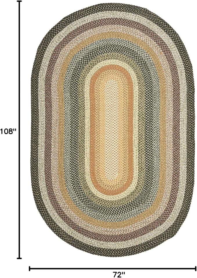 SAFAVIEH Braided Collection Area Rug - 6' x 9' Oval, Multi Color, Handmade, Country Cottage Design, Reversible, Ideal for High Traffic Areas in Entryway, Living Room, Bedroom (BRD308A)