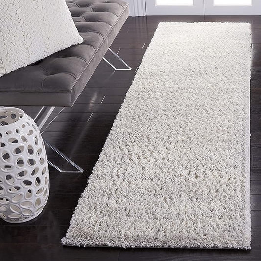 SAFAVIEH Berber Shag Collection Runner Rug - 2' x 6', Grey & Ivory, Modern Design, Non-Shedding & Easy Care, 1.2-inch Thick, Ideal for The Living Room, Bedroom, Dining Room (BER563G-26)