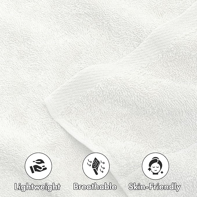 100% Cotton Hand Towels for Bathroom – Soft & Absorbent Towel Set– Pack of 6 Small Towel (34x20in) – Quick Dry Luxury Cotton Hand Towels – White