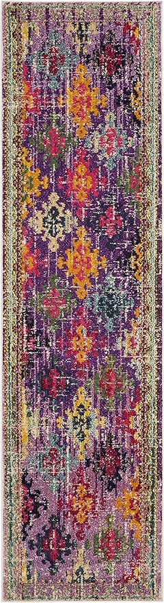 SAFAVIEH Monaco Collection Runner Rug - 2'2" x 8', Purple & Multi, Boho Diamond Trellis Design, Non-Shedding & Easy Care, Ideal for High Traffic Areas in Living Room, Bedroom (MNC244P)