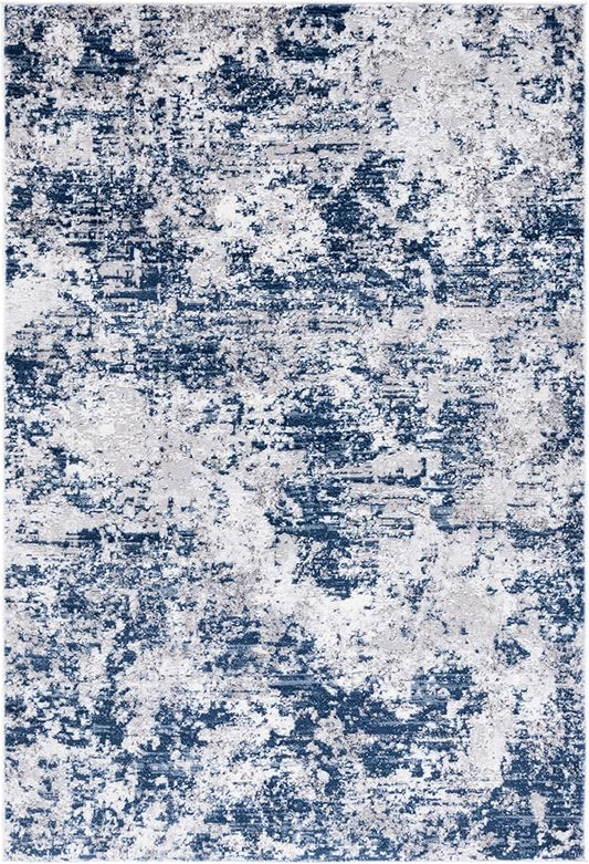 SAFAVIEH Amelia Collection Accent Rug - 3' x 5', Ivory & Navy, Modern Abstract Design, Non-Shedding & Easy Care, Ideal for High Traffic Areas in Living Room, Bedroom, Dining (ALA705A-3)