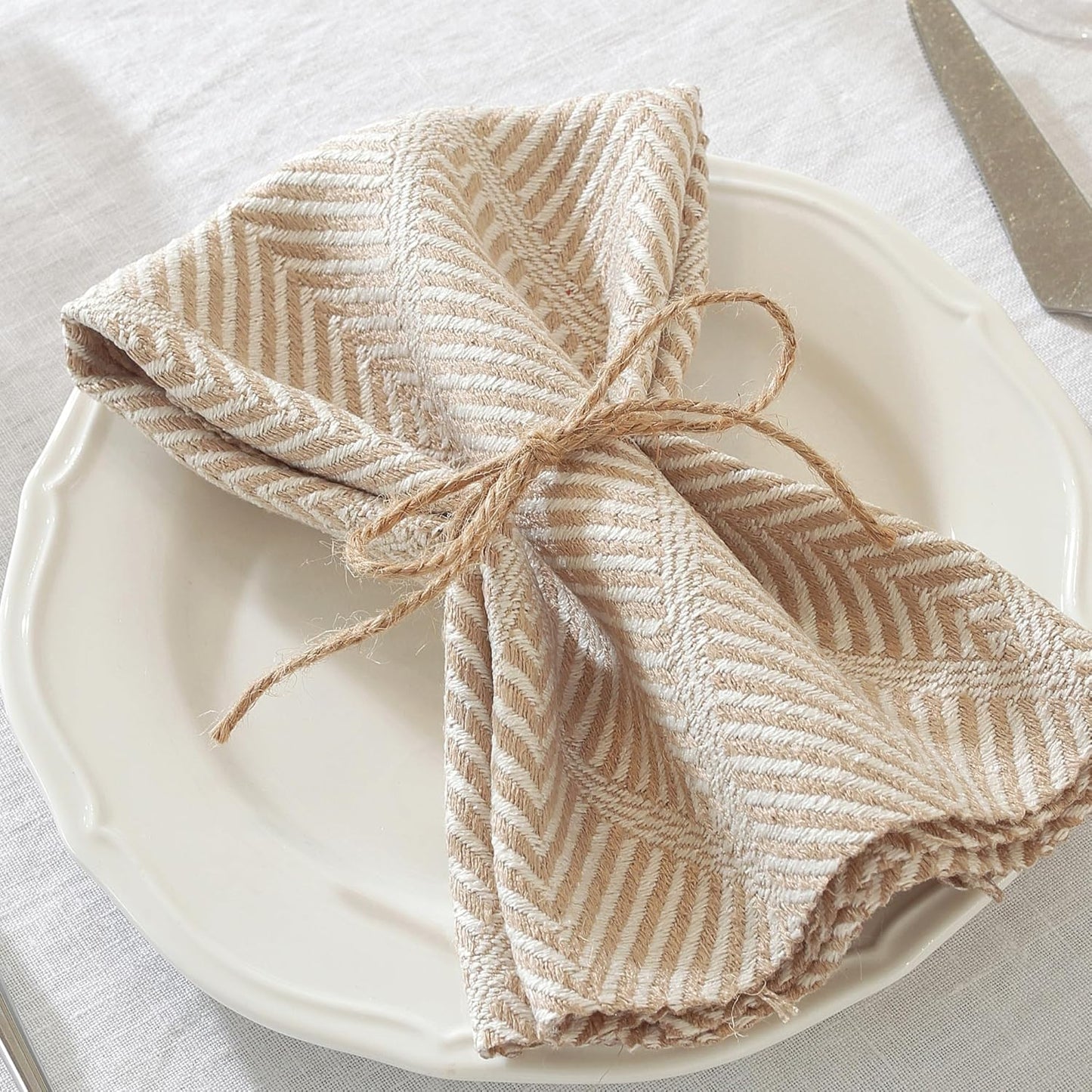 Linen Dinner Napkins — Set of 6, Natural Weave
