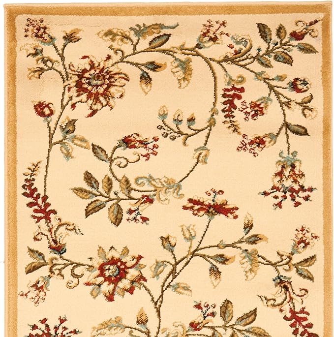 SAFAVIEH Lyndhurst Collection Area Rug - 6'7" Square, Ivory & Multi, Traditional Floral Design, Non-Shedding & Easy Care, Ideal for High Traffic Areas in Living Room, Bedroom (LNH552-1291)