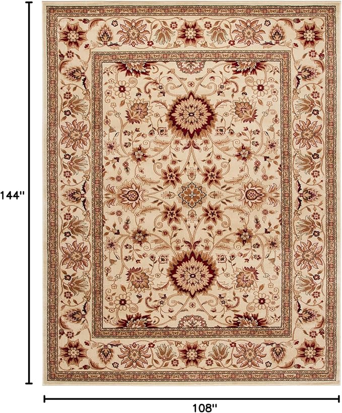 SAFAVIEH Lyndhurst Collection Area Rug - 9' x 12', Ivory & Ivory, Traditional Oriental Design, Non-Shedding & Easy Care, Ideal for High Traffic Areas in Living Room, Bedroom (LNH212L)
