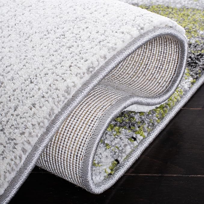 SAFAVIEH Galaxy Collection 6'7" x 9' Grey/Green GAL117F Modern Abstract Non-Shedding Living Room Dining Bedroom Area Rug