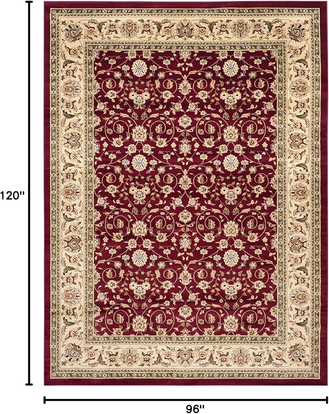 SAFAVIEH Lyndhurst Collection Area Rug - 8' x 10', Red & Ivory, Traditional Oriental Design, Non-Shedding & Easy Care, Ideal for High Traffic Areas in Living Room, Bedroom (LNH312A)