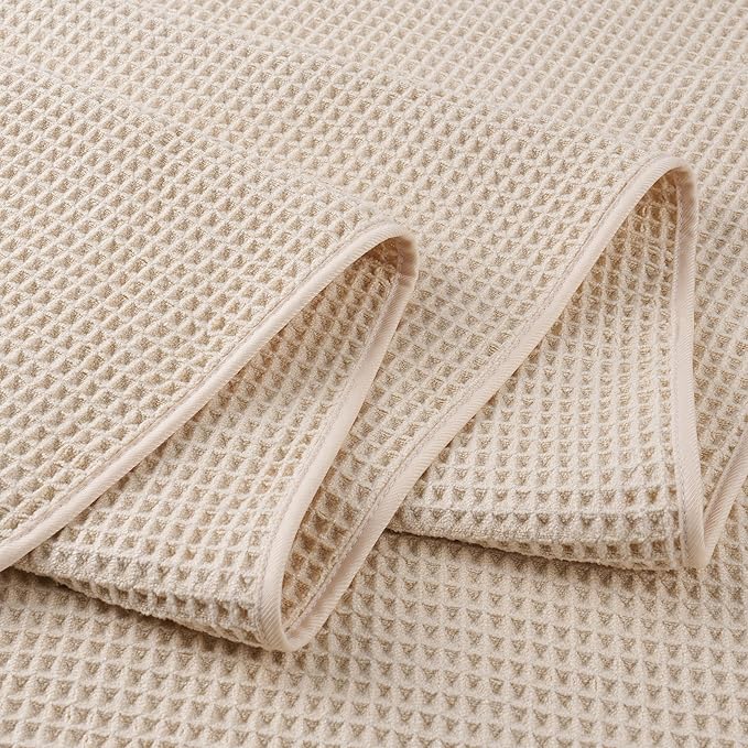 430 GSM Microfiber Oversize Quick Dry Lint Free Bath Towel, 60 x 30 in, 4 Pack (Waffle Weave)