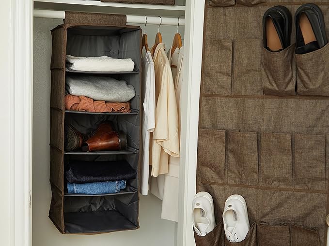 Covermates Keepsakes Hanging Closet Organizer - Heavy Duty Material, Sturdy Interior Shelves - Closet Storage, Brown Heather