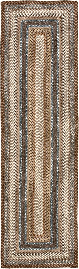 SAFAVIEH Washable Rug Outdoor Braided Collection - 2'3" x 6' Runner, Brown & Multi, Handmade & Reversible, Non-Shedding & Easy to Clean, Ideal for Patio, Backyard, Mudroom (BRD313A)
