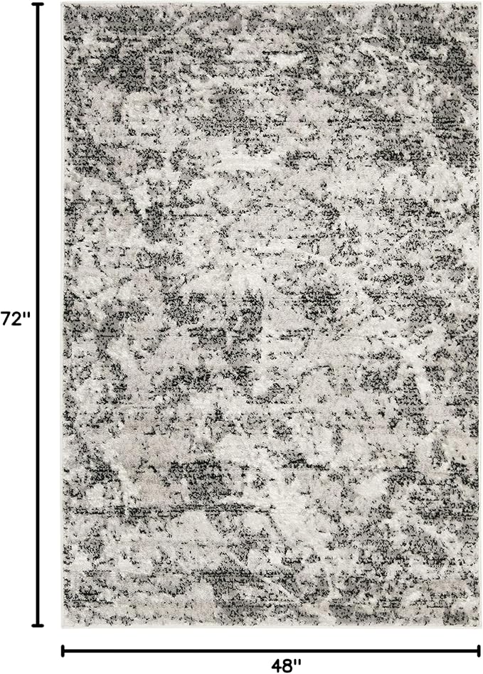 SAFAVIEH Skyler Collection 4' x 6' Charcoal / Ivory SKY186L Modern Abstract Non-Shedding Living Room Bedroom Accent Rug