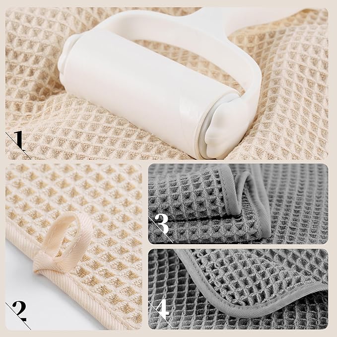 430 GSM Microfiber Oversize Quick Dry Lint Free Bath Towel, 60 x 30 in, 4 Pack (Waffle Weave)