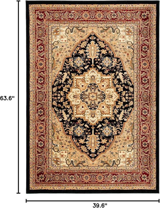 SAFAVIEH Lyndhurst Collection Accent Rug - 3'3" x 5'3", Black & Red, Traditional Oriental Design, Non-Shedding & Easy Care, Ideal for High Traffic Areas in Entryway, Living Room, Bedroom (LNH330Y)