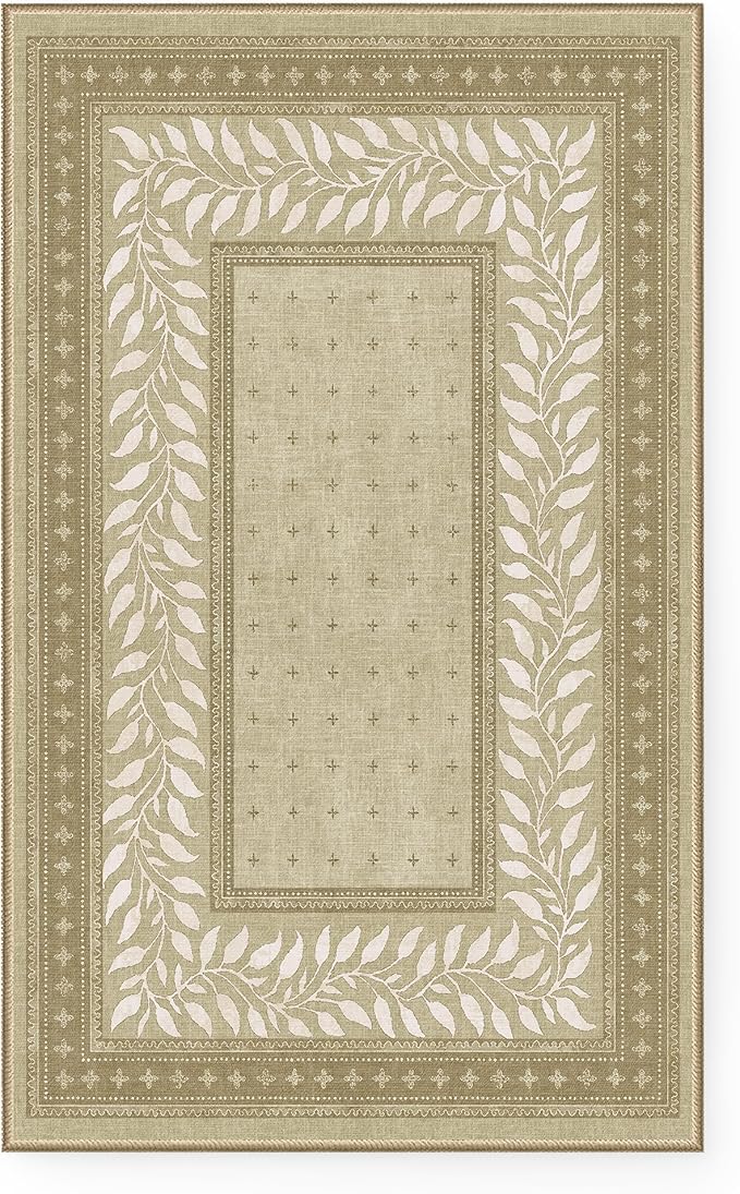 NICETOWN 2x6 Runner Rug for Kitchen and Hallway, Natural Machine Washable Thin Non-Slip Kitchen Runner Rug Soft Foldable Indoor Mat for Bathroom Laundry Room