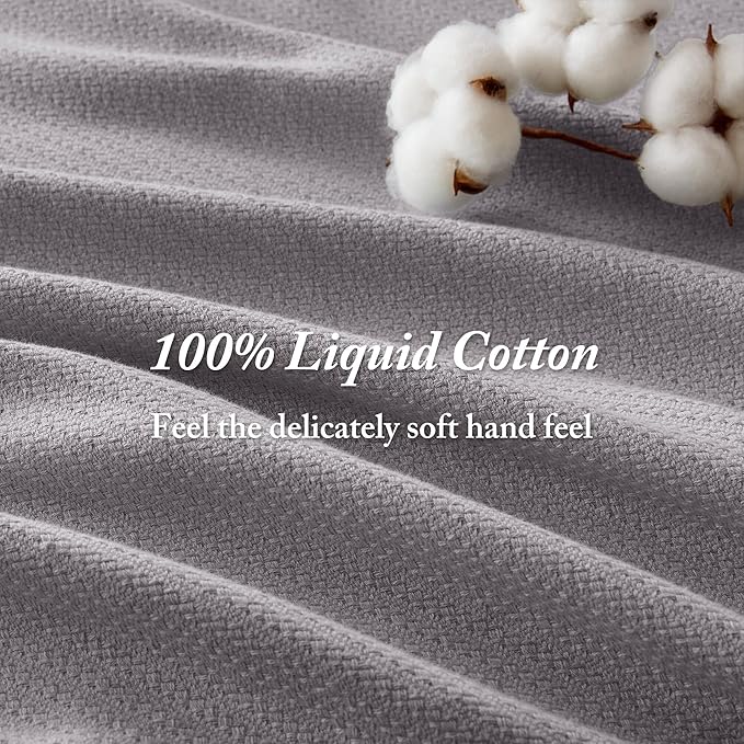 Madison Park Liquid Cotton Luxury Blanket Premium Soft Cozy 100% Ring Spun Cotton For Bed , Couch or Sofa, Full/Queen, Gray