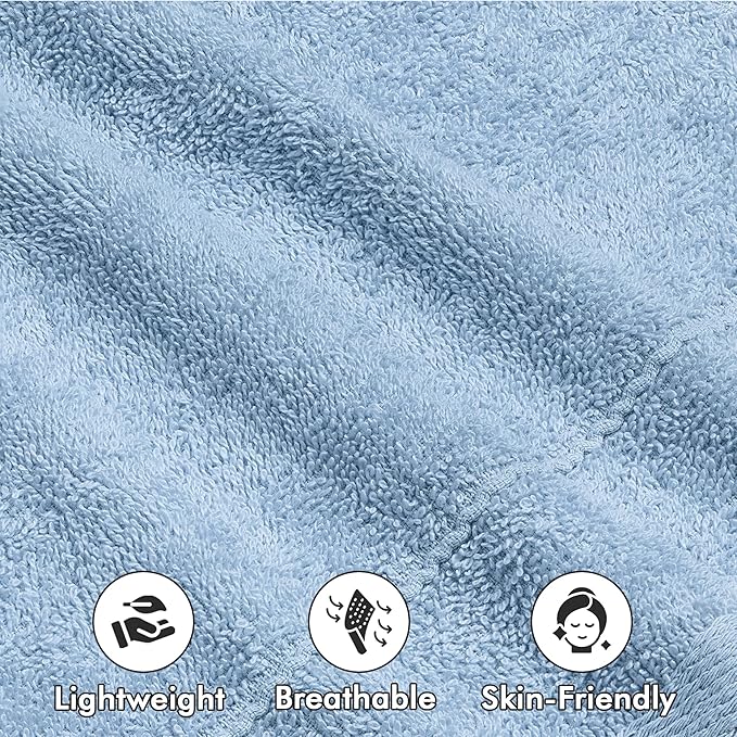 Face Towels Pack of 12 – 100% Cotton Wash Cloths (12x12 inch) – Soft, Quick Dry & Highly Absorbent Hand Towels for Bathroom, Spa, Gym, Kitchen and for Daily Use - (Sky Blue)