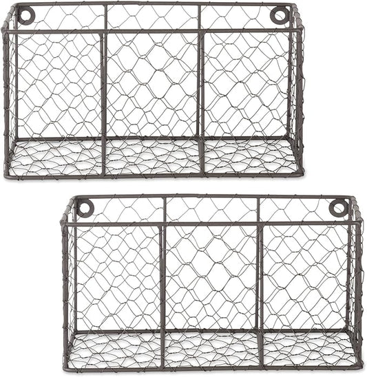 DII Chicken Wire Collection Farmhouse Vintage Wall Baskets, Small Basket, Vintage Grey