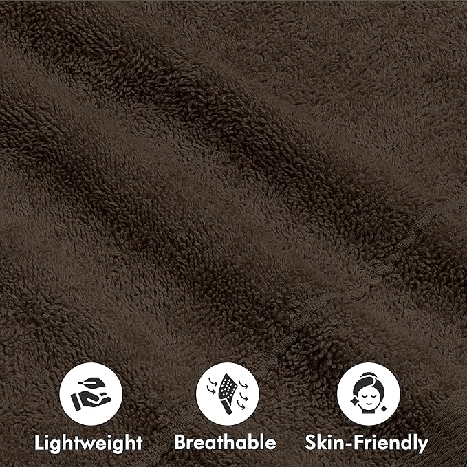 Face Towels Pack of 12 – 100% Cotton Wash Cloths (12x12 inch) – Soft, Quick Dry & Highly Absorbent Hand Towels for Bathroom, Spa, Gym, Kitchen and for Daily Use - (Dark Brown)