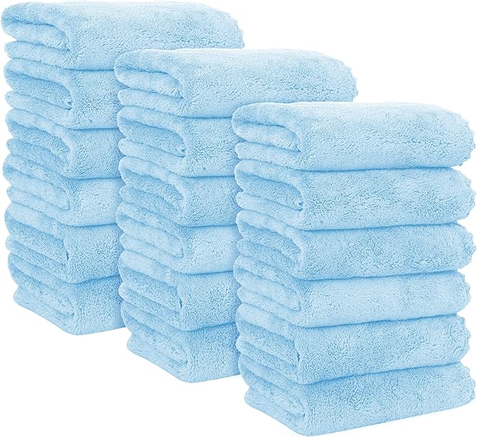 18 Pack Premium Hand Towels - Quick Drying - Microfiber Coral Velvet Highly Absorbent Towels - Multipurpose Use as Hotel, Bathroom, Shower, Spa, Hand Towel 16 x 28 inches (Aquamarine)