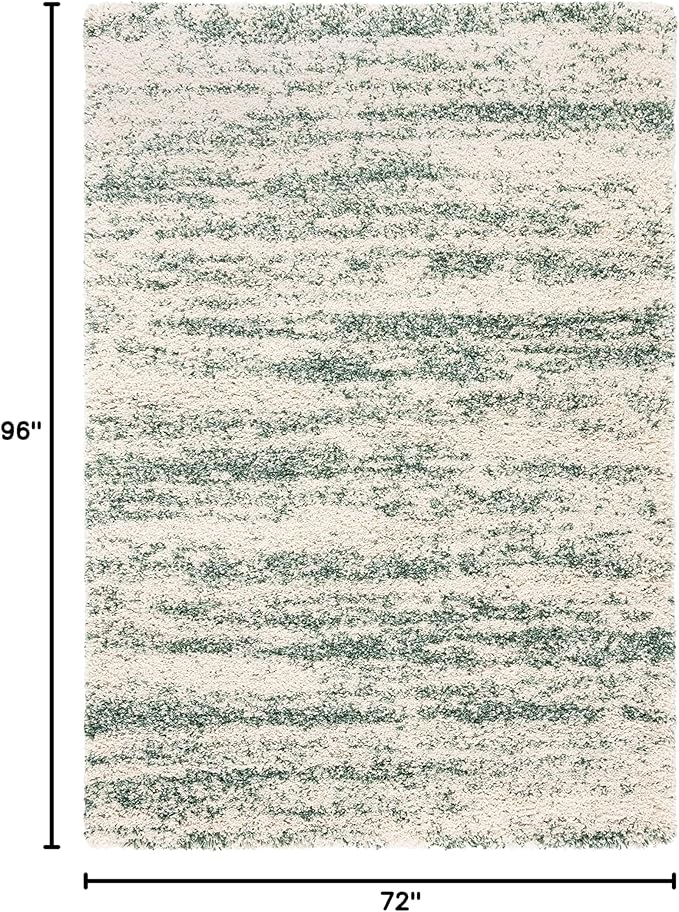 SAFAVIEH Area Rug 6x8 - Hudson Shag Collection - Ivory & Green, Non-Shedding & Easy Cleaning, Plush Thick Pile, Ideal for Living Room, Bedroom, Dining Space (SGH206Y)