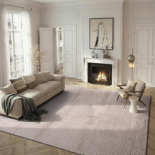 SAFAVIEH Santa Monica Shag Collection 8' x 10' Beige SGN725 Solid Non-Shedding Living Room Bedroom Dining Room Entryway Plush 2-inch Thick Area Rug