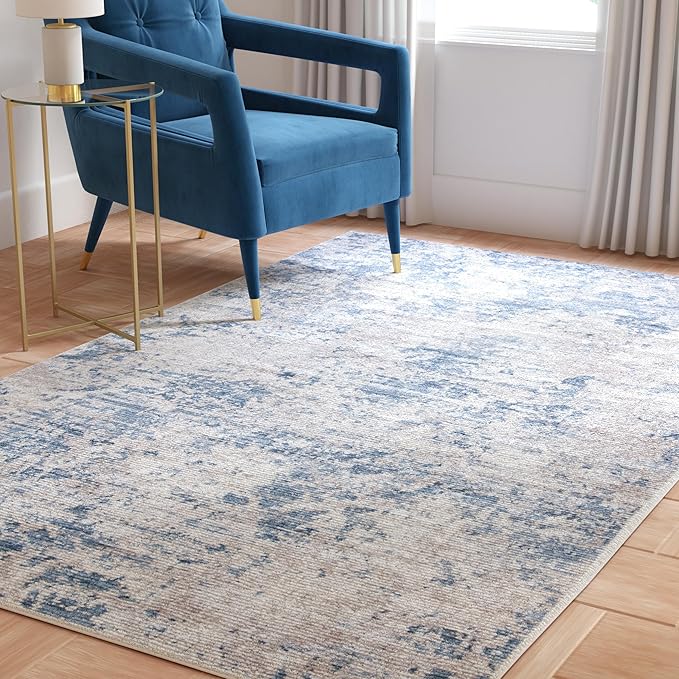 SAFAVIEH Area Rug 6x8 - Amelia Collection - Grey & Blue, Modern Abstract Design, Non-Shedding & Easy Cleaning, Ideal for Living Room, Bedroom, Dining Space (ALA705F)