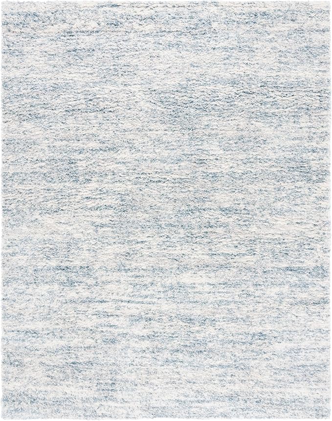 SAFAVIEH Berber Shag Collection Area Rug - 11' x 15', Ivory & Light Aqua, Modern Design, Non-Shedding & Easy Care, 1.2-inch Thick, Ideal for The Living Room, Bedroom, Dining Room (BER563J-1115)
