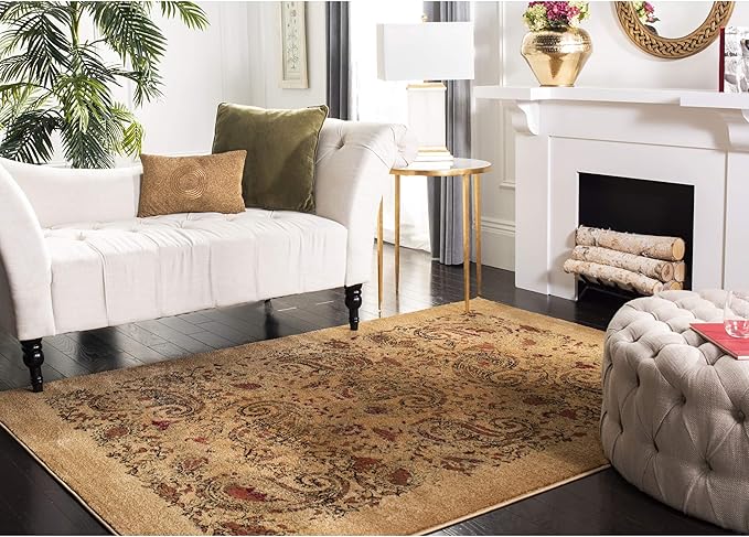 SAFAVIEH Lyndhurst Collection Accent Rug - 4' x 6', Beige & Multi, Traditional Paisley Design, Non-Shedding & Easy Care, Ideal for High Traffic Areas in Entryway, Living Room, Bedroom (LNH224A)
