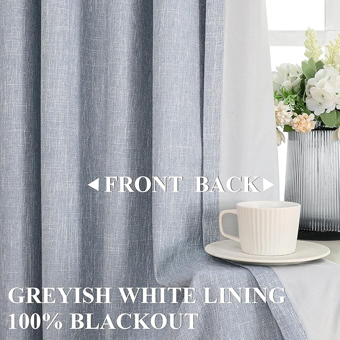Vision Home Chambray Blue Pinch Pleated Full Blackout Curtains Room Darkening Window Curtains for Living Room Bedroom Thermal Insulated Pinch Pleat Blue Drapes with Hooks Back Tab 2 Panel 40" Wx120 L