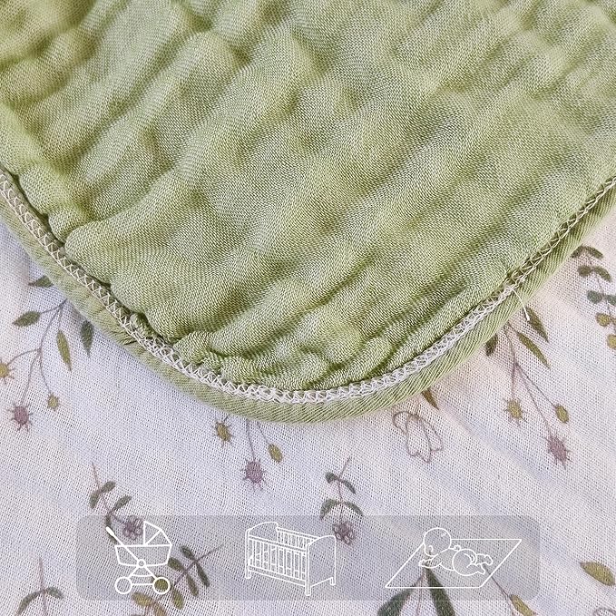 Muslin Swaddle Blankets for Girls Boys 100% Cotton Crib Blanket Lightweight Soft Breathable and Skin Friendly Receiving Blanket for Nap Infant Shower Items Toddler Gift (Leaves Green, 43"x43")