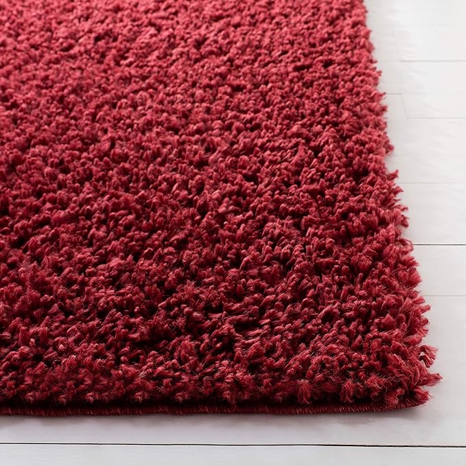 SAFAVIEH Area Rug 8x10 - August Shag Collection - Large - Red, Solid Pattern, Non-Shedding & Easy Cleaning, Plush Thick Pile, Ideal for Living Room, Bedroom, Dining Space (AUG200Q)