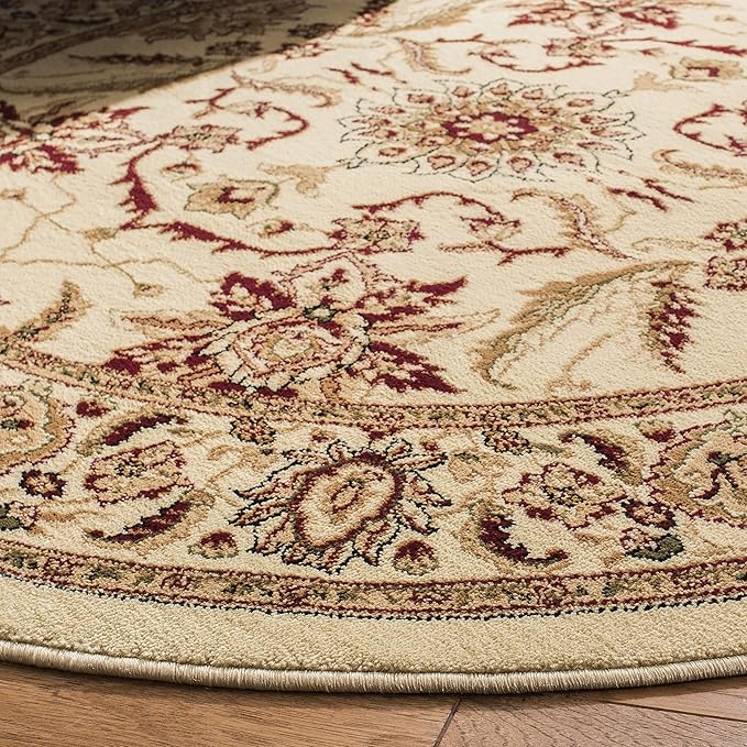 SAFAVIEH Lyndhurst Collection 8' Round Ivory / Ivory LNH216A Traditional Oriental Non-Shedding Dining Room Entryway Foyer Living Room Bedroom Area Rug