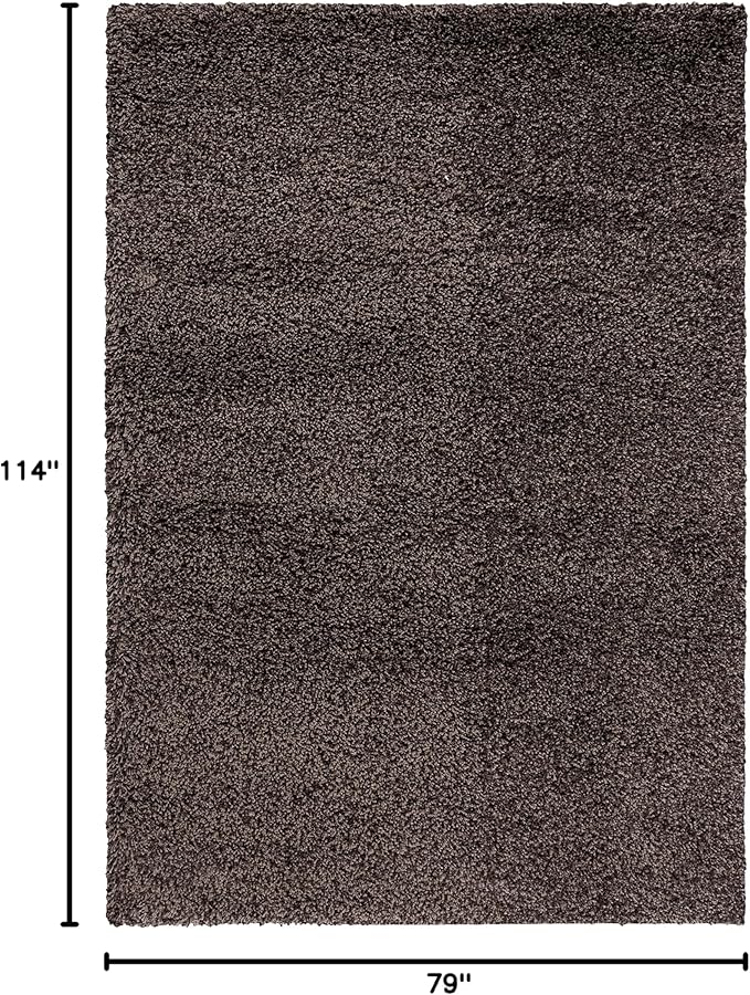 SAFAVIEH Santa Monica Shag Collection 6'7" x 9'6" Mushroom SGN725 Solid Non-Shedding Living Room Bedroom Dining Room Entryway Plush 2-inch Thick Area Rug
