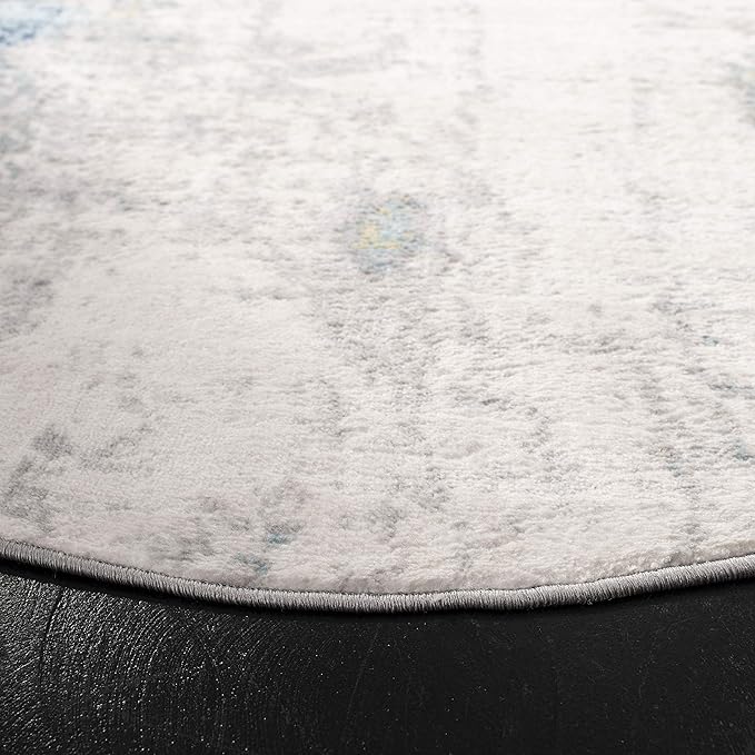 SAFAVIEH Jasper Collection Area Rug - 3' Round, Grey & Gold, Modern Abstract Design, Non-Shedding & Easy Care, Ideal for High Traffic Areas in Living Room, Bedroom (JSP101A)