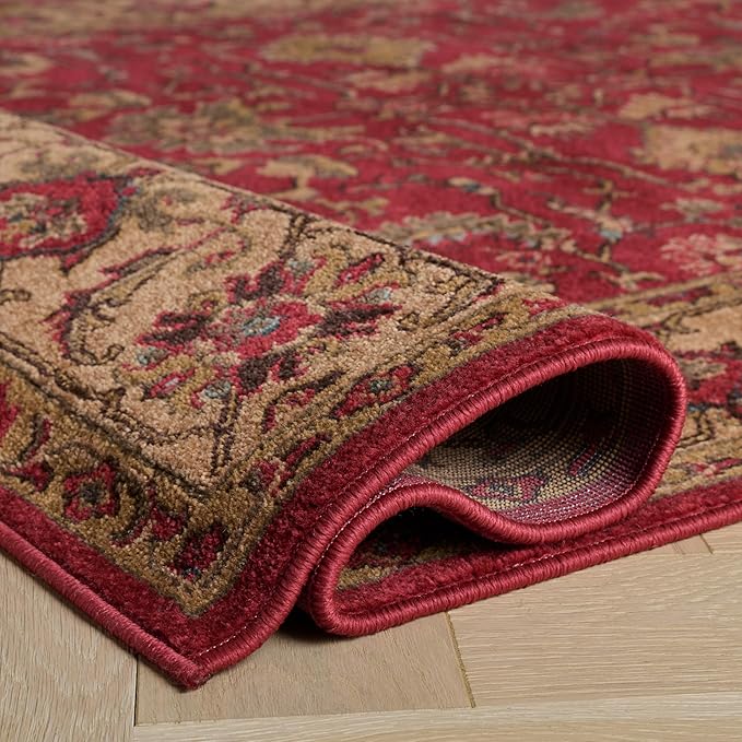 SAFAVIEH Mahal Collection Runner Rug - 2'2" x 12', Red & Beige, Traditional Oriental Design, Non-Shedding & Easy Care, Ideal for High Traffic Areas in Living Room, Bedroom (MAH693Q)