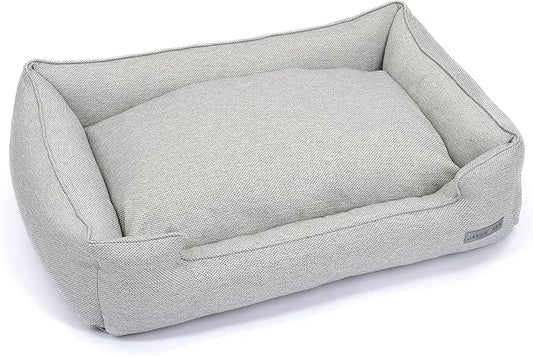 Jax & Bones Dog Bed Lounge - Machine Washable Bed for Dogs - Extra Heavy Duty Bolstered Sides - Small Grey Dog Mat Beds | 24 x 18 Inches