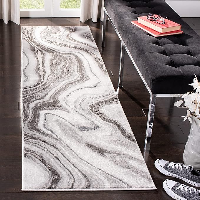 SAFAVIEH Craft Collection Runner Rug - 2'3" x 16', Grey & Silver, Modern Abstract Design, Non-Shedding & Easy Care, Ideal for High Traffic Areas in Living Room, Bedroom (CFT819G)