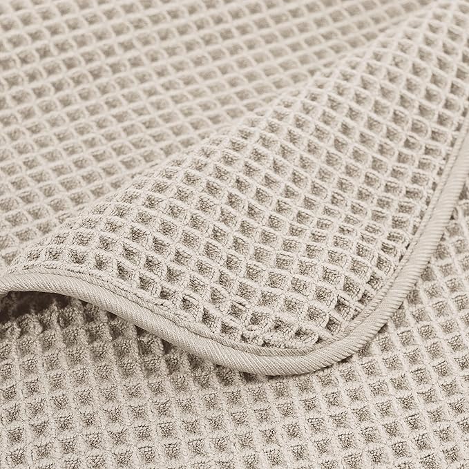 430 GSM Microfiber Oversize Quick Dry Lint Free Bath Towel, 60 x 30 in, 4 Pack (Waffle Weave)