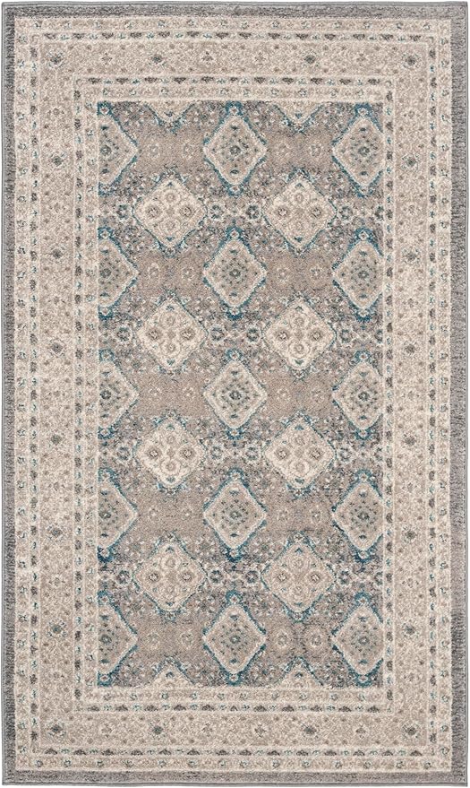 SAFAVIEH Sofia Collection Accent Rug - 4' x 5'7", Light Grey & Beige, Vintage Oriental Distressed, Non-Shedding & Easy Care, Ideal for High Traffic Areas in Foyer, Living Room, Bedroom (SOF366B)