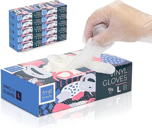 Fit Meal Prep 1000 Pack Disposable Latex Free Large Vinyl Food Prep Gloves - Powder Free, Ideal for Kitchen, Bathroom, Household, Gardening