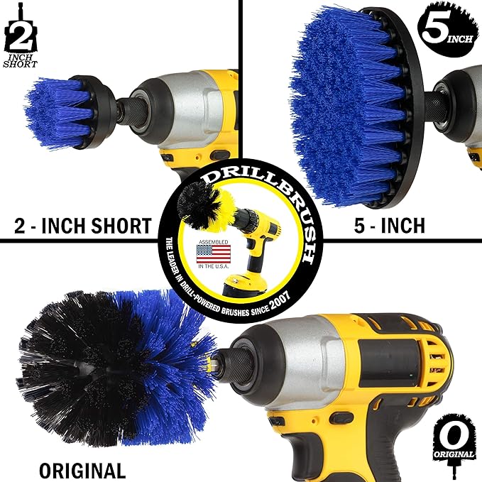 Kayak - Cleaning Supplies - Drill Brush - Boat Accessories - Hull, Deck, Fiberglass, Gel Coat, Carpet, Seats - Spin Brush Kit - Pond Scum, Oily Residue, Weeds, Barnacles, Oxidation - Canoe
