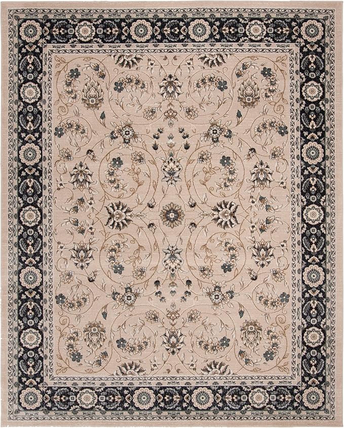 SAFAVIEH Lyndhurst Collection Area Rug - 8' x 10', Light Beige & Anthracite, Traditional Oriental Design, Non-Shedding & Easy Care, Ideal for High Traffic Areas in Living Room, Bedroom (LNH340K)