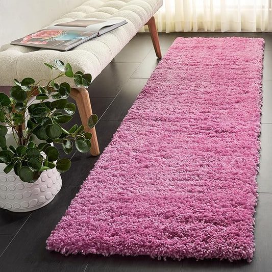 SAFAVIEH Fontana Shag Collection Runner - 2'3" x 6', Pink, Solid Pattern, Non-Shedding & Easy Care, 2-inch Thick, Ideal for The Living Room, Dining, Bedroom (FNT800U)