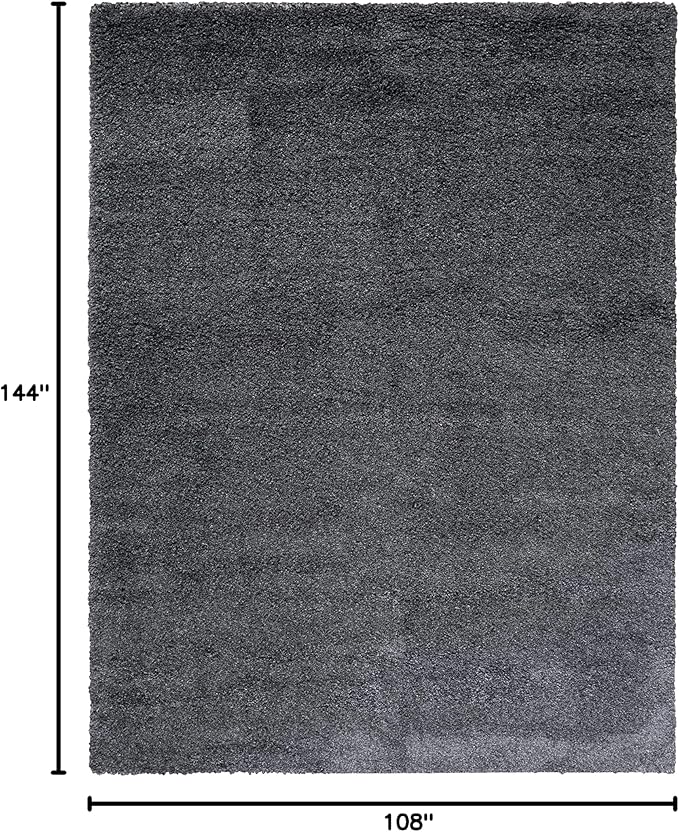 SAFAVIEH Santa Monica Shag Collection 9' x 12' Dark Grey SGN725 Solid Non-Shedding Living Room Bedroom Dining Room Entryway Plush 2-inch Thick Area Rug